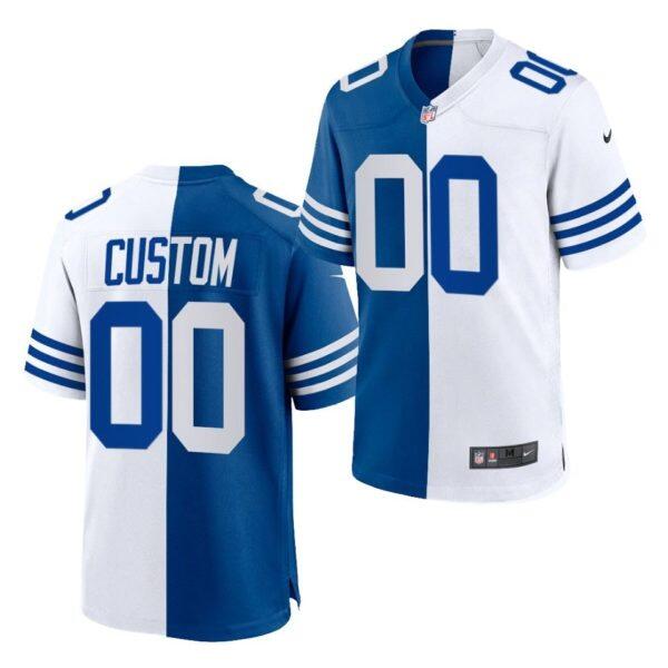 Men's Indianapolis Colts Customized Blue White Split Limited Stitched Jersey